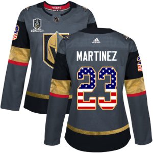 wholesale Adidas Golden Knights #23 Alec Martinez Grey 2024 Stanley Cup Champions Home Authentic USA Flag Women's Stitched NHL Jersey