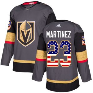 Adidas Golden Knights #23 Alec Martinez Grey Home Authentic USA Flag Stitched NHL Jersey