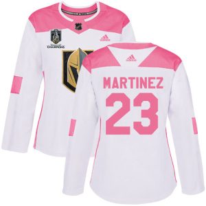 adidas golden knights #23 alec martinez white/pink 2024 stanley cup champions authentic fashion women's stitched nhl youth jersey