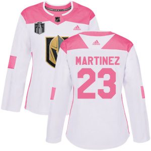 Adidas Golden Knights #23 Alec Martinez White/Pink 2024 Stanley Cup Final Patch Authentic Fashion Women's Stitched NHL Jersey