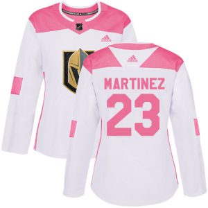 Adidas Golden Knights #23 Alec Martinez White/Pink Authentic Fashion Women's Stitched NHL Jersey