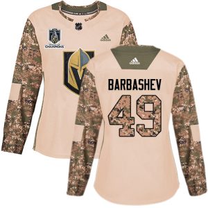 Adidas Golden Knights #49 Ivan Barbashev Camo Authentic 2024 Stanley Cup Champions Veterans Day Women's Stitched NHL Jersey