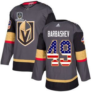 Adidas Golden Knights #49 Ivan Barbashev Grey 2024 Stanley Cup Champions Home Authentic USA Flag Stitched NHL Jersey