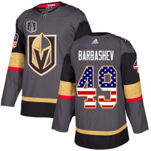 adidas golden knights #49 ivan barbashev grey 2024 stanley cup final patch home authentic usa flag stitched nhl custom jersey