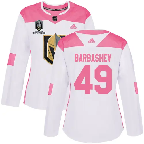 Adidas Golden Knights #49 Ivan Barbashev White/Pink 2024 Stanley Cup Champions Authentic Fashion Women's Stitched NHL Jersey