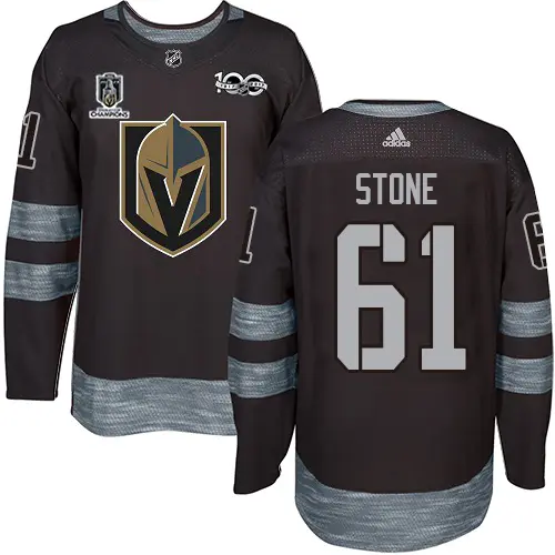 youth Adidas Golden Knights #61 Mark Stone Black Youth 2024 Stanley Cup Champions 100th Anniversary Stitched NHL Jersey