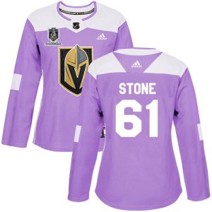 cheap Adidas Golden Knights #61 Mark Stone Purple 2024 Stanley Cup Champions Authentic Fights Cancer Women's Stitched NHL Jersey