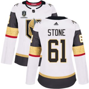 authentic Adidas Golden Knights #61 Mark Stone White 2024 Stanley Cup Champions Road Authentic Women's Stitched NHL Jersey