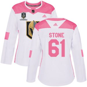 Adidas Golden Knights #61 Mark Stone White/Pink 2024 Stanley Cup Champions Authentic Fashion Women's Stitched NHL Jersey