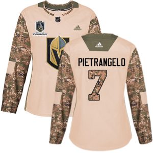 Adidas Golden Knights #7 Alex Pietrangelo Camo Authentic 2024 Stanley Cup Champions Veterans Day Women's Stitched NHL Jersey