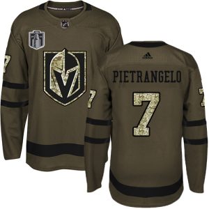 limited Adidas Golden Knights #7 Alex Pietrangelo Green 2024 Stanley Cup Final Patch Salute to Service Stitched NHL Jersey