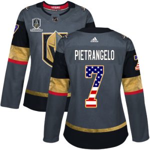 Adidas Golden Knights #7 Alex Pietrangelo Grey 2024 Stanley Cup Champions Home Authentic USA Flag Women's Stitched NHL Jersey