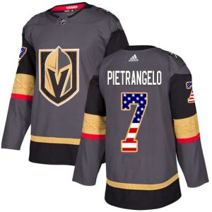 Adidas Golden Knights #7 Alex Pietrangelo Grey Home Authentic USA Flag Stitched NHL Jersey