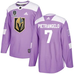 Adidas Golden Knights #7 Alex Pietrangelo Purple 2024 Stanley Cup Champions Authentic Fights Cancer Stitched NHL Jersey