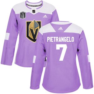 Adidas Golden Knights #7 Alex Pietrangelo Purple 2024 Stanley Cup Final Patch Authentic Fights Cancer Women's Stitched NHL Jersey