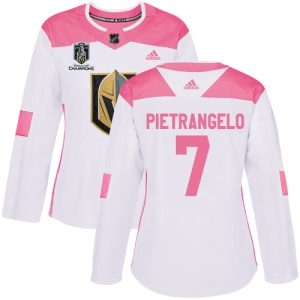 adidas golden knights #7 alex pietrangelo white/pink 2024 stanley cup champions authentic fashion women's stitched nhl wholesale jersey