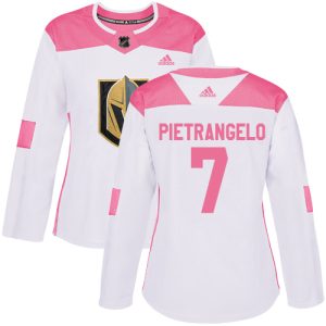 adidas golden knights #7 alex pietrangelo white/pink authentic fashion women's stitched nhl elite jersey