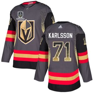 custom Adidas Golden Knights #71 William Karlsson Grey 2024 Stanley Cup Champions Home Authentic Drift Fashion Stitched NHL Jersey