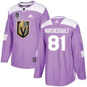 Adidas Golden Knights #81 Jonathan Marchessault Purple 2024 Stanley Cup Champions Authentic Fights Cancer Stitched NHL Jersey