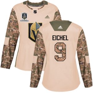 cheap Adidas Golden Knights #9 Jack Eichel Camo Authentic 2024 Stanley Cup Champions Veterans Day Women's Stitched NHL Jersey