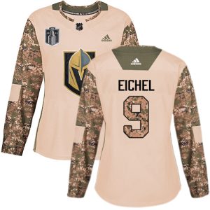 Adidas Golden Knights #9 Jack Eichel Camo Authentic 2024 Stanley Cup Final Patch Veterans Day Women's Stitched NHL Jersey