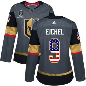 adidas golden knights #9 jack eichel grey 2024 stanley cup champions home authentic usa flag women's stitched nhl elite jersey