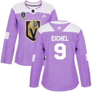 Adidas Golden Knights #9 Jack Eichel Purple 2024 Stanley Cup Champions Authentic Fights Cancer Women's Stitched NHL Jersey