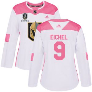 Adidas Golden Knights #9 Jack Eichel White/Pink 2024 Stanley Cup Champions Authentic Fashion Women's Stitched NHL Jersey