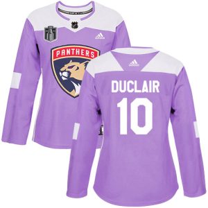 Adidas Panthers #10 Anthony Duclair Purple 2024 Stanley Cup Final Patch Authentic Fights Cancer Women's Stitched NHL Jersey