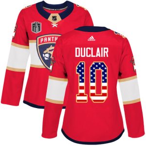 Adidas Panthers #10 Anthony Duclair Red 2024 Stanley Cup Final Patch Home Authentic USA Flag Women's Stitched NHL Jersey