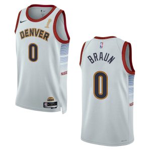 Denver Nuggets #0 Christian Braun Unisex Silver 2024 NBA Finals Champions Swingman Jersey - City Edition