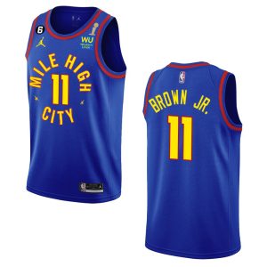 Denver Nuggets #11 Bruce Brown Jr. Navy Men's 2024 NBA Finals Champions Statement Edition Jersey