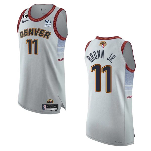 wholesale Denver Nuggets #11 Bruce Brown Jr. Silver 2024 NBA Finals Patch Authentic Jersey - City Edition