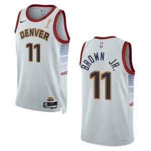 Denver Nuggets #11 Bruce Brown Jr. Unisex Silver 2024 NBA Finals Champions Swingman Jersey - City Edition