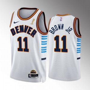 denver nuggets #11 bruce brown jr. white 2024 nba finals champions men's city edition personalized jersey