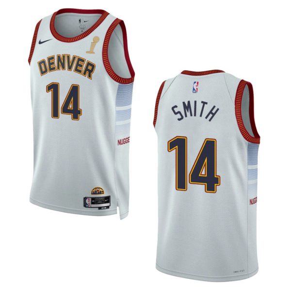 cheap Denver Nuggets #14 Ish Smith Unisex Silver 2024 NBA Finals Champions Swingman Jersey - City Edition