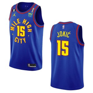 Denver Nuggets #15 Nikola Jokic Navy Men's 2024 NBA Finals Champions Statement Edition Jersey