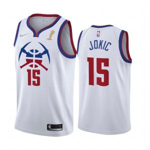 Denver Nuggets #15 Nikola Jokic White Swingman 2024 NBA Finals Champions Earned Edition Jersey