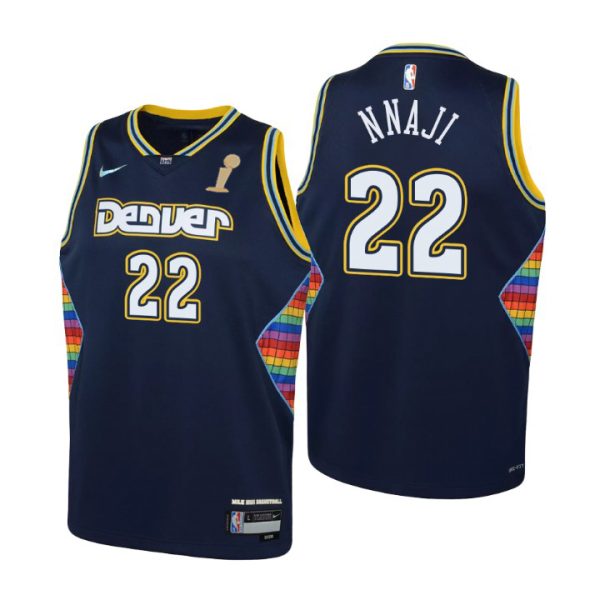 Denver Nuggets #22 Zeke Nnaji Navy Youth 2024 NBA Finals Champions Swingman Jersey - City Edition