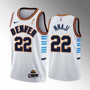 Denver Nuggets #22 Zeke Nnaji White 2024 NBA Finals Champions Men's City Edition Jersey