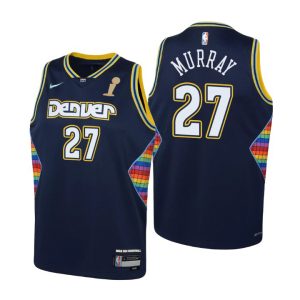 Denver Nuggets #27 Jamal Murray Navy Youth 2024 NBA Finals Champions Swingman Jersey - City Edition