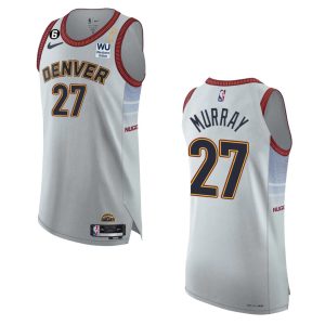 Denver Nuggets #27 Jamal Murray Silver 2024 NBA Finals Champions Authentic Jersey - City Edition