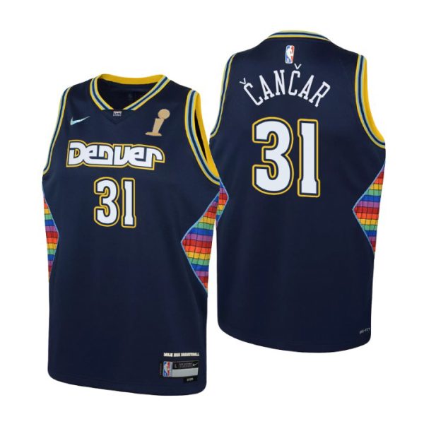 denver nuggets #31 vlatko cancar navy youth 2024 nba finals champions swingman wholesale jersey - city edition