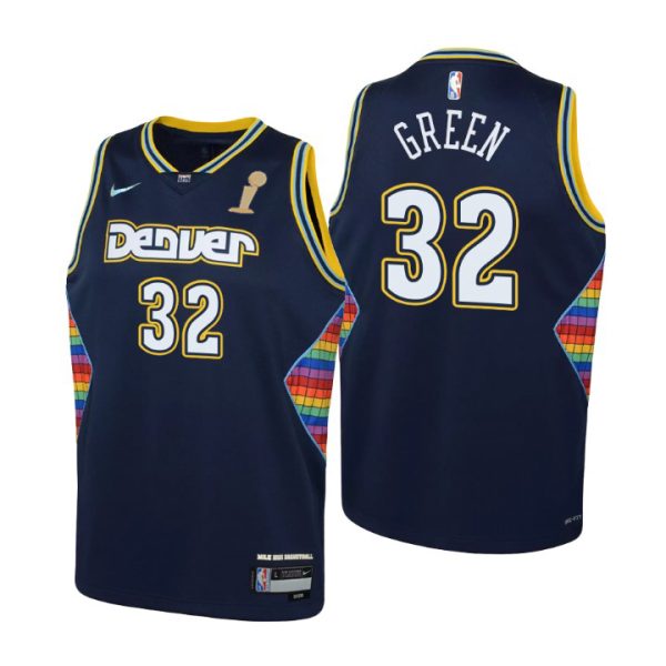 authentic Denver Nuggets #32 Jeff Green Navy Youth 2024 NBA Finals Champions Swingman Jersey - City Edition