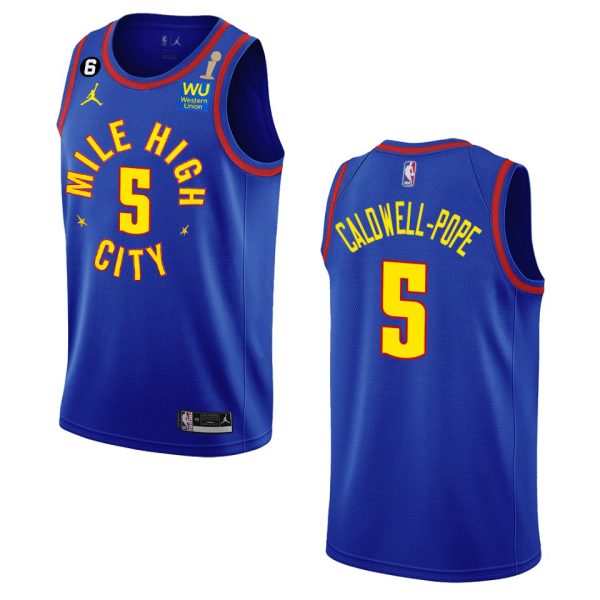 youth Denver Nuggets #5 Kentavious Caldwell-Pope Navy Men's 2024 NBA Finals Champions Statement Edition Jersey