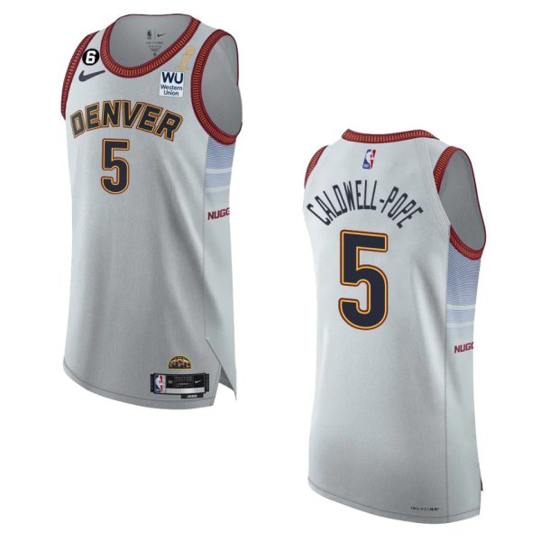 Denver Nuggets #5 Kentavious Caldwell-Pope Silver 2024 NBA Finals Champions Authentic Jersey - City Edition