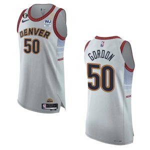 cheap Denver Nuggets #50 Aaron Gordon Silver 2024 NBA Finals Champions Authentic Jersey - City Edition