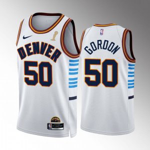 Denver Nuggets #50 Aaron Gordon White 2024 NBA Finals Champions Men's City Edition Jersey