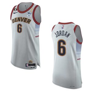 Denver Nuggets #6 DeAndre Jordan Silver 2024 NBA Finals Champions Authentic Jersey - City Edition