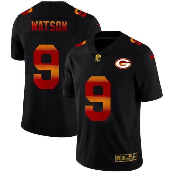 Green Bay Packers #9 Christian Watson Men's Black Red Orange Stripe Vapor Limited NFL Jersey